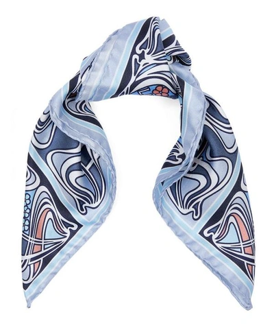 Liberty London Ianthe 45 X 45cm Silk Twill Scarf In Blue