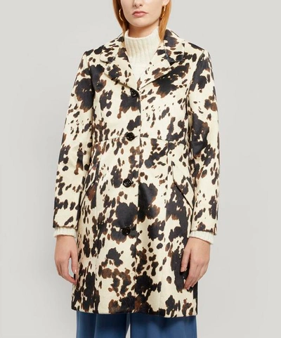 Alexa Chung Rancher Cowhide-print Coat In Ecru