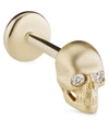 Maria Tash Medium Matte Diamond Skull Threaded Stud Earring In Gold