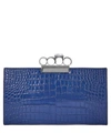 ALEXANDER MCQUEEN PUNK CROC-EMBOSSED LEATHER FOUR-RING FLAT POUCH,5057865821207