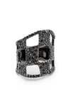 ALEXIS BITTAR FLORAL NOIR PAVE CHECKERBOARD RING,AB93R0036