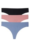 Honeydew Intimates Skinz 3-pack Thong In Black/ Doll House/ Moonridge