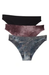 Honeydew Intimates Skinz 3-pack Hipster Panties In Black/ Thistle/ Castle Rock