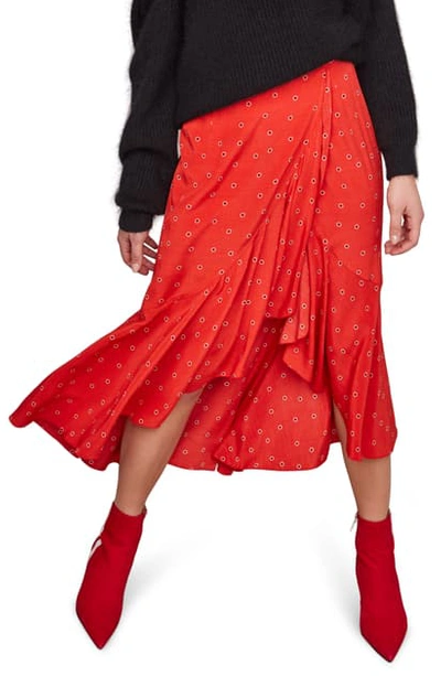 Astr Nova Floral Asymmetrical Skirt In Red Dot Floral