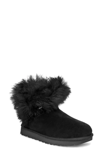 Ugg Classic Mini Fluff Pin Genuine Shearling Bootie In Black