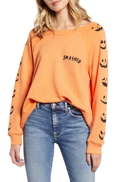 Wildfox Smashed Sommers Sweatshirt In Orange Crush