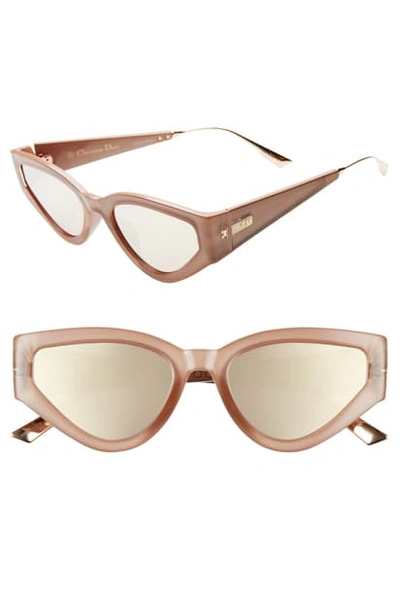 Dior Catstyle1 53mm Cat Eye Sunglasses In Pink Gold/ Gold