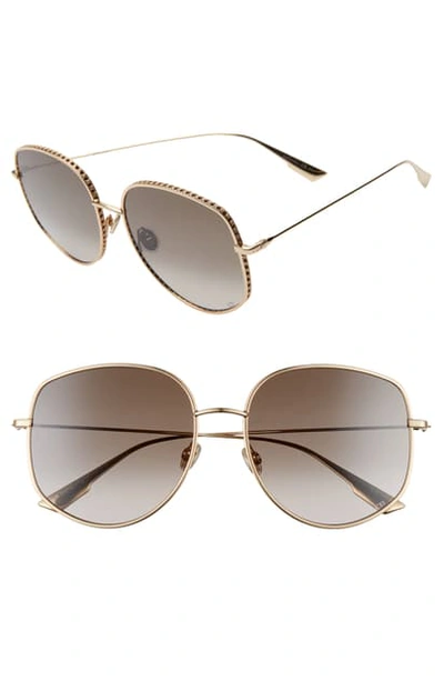 Dior 58mm Gradient Square Sunglasses In Rose Gold/ Black Brown Green