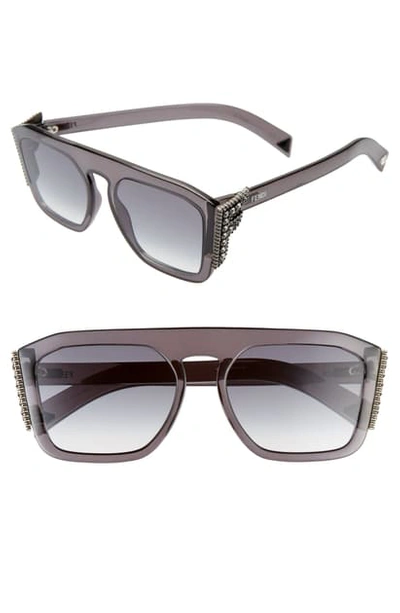 Fendi Ffreedom 55mm Flattop Square Sunglasses In Grey/ Dkgray Gradient