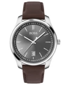 HUGO BOSS MEN'S CIRCUIT BROWN LEATHER STRAP WATCH 42MM WOMEN'S SHOES