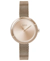HUGO BOSS WOMEN'S OPHELIA ROSE GOLD ION-PLATED STAINLESS STEEL MESH BRACELET WATCH 28MM