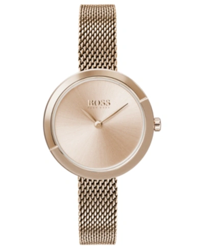 Hugo Boss Women's Ophelia Rose Gold Ion-plated Stainless Steel Mesh Bracelet Watch 28mm