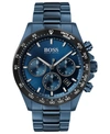 Hugo Boss Men's Chronograph Hero Blue Ion-plated Stainless Steel Bracelet Watch 43mm Women's Shoes In Blue
