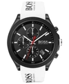 HUGO BOSS MEN'S CHRONOGRAPH VELOCITY WHITE SILICONE STRAP WATCH 45MM