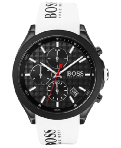 HUGO BOSS MEN'S CHRONOGRAPH VELOCITY WHITE SILICONE STRAP WATCH 45MM