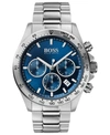 Hugo Boss Men's Chronograph Hero Stainless Steel Bracelet Watch 43mm In Stainless Steel