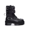 VETEMENTS BLACK LEATHER BELTED ARMY BOOTS,68F79F6D-5A3B-B111-0589-137D0E247E06