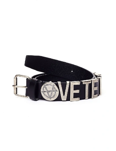 Vetements Black Leather Logo Belt