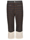 LOEWE CHECKED CROPPED FRINGED JEANS,11079430