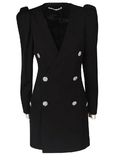 Alessandra Rich Puff Shoulder Cool Wool Jacket Dress In Black