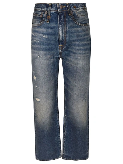 R13 Cropped Length Wide Leg Jeans In Blue