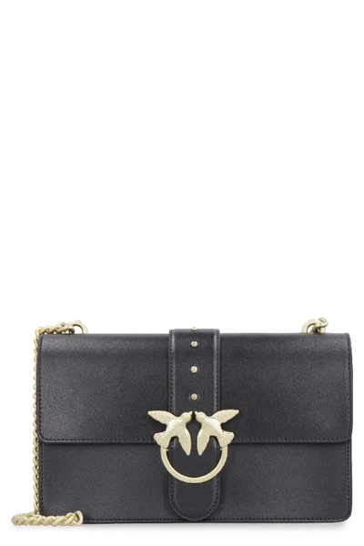 Pinko Love Simply Leather Shoulder Bag In Black