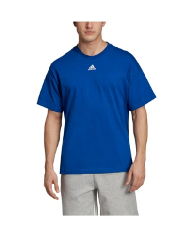 Adidas Originals Men's Back Shoulder 3-stripe Regular Fit T-shirt In Medium Grey Heather