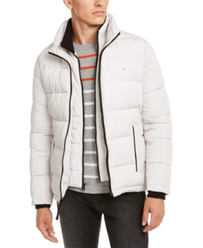 Calvin Klein Classic Bib Detail Puffer Jacket In Frost White In Neutral