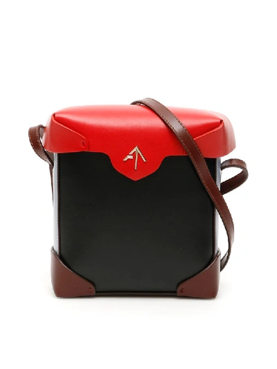 Manu Atelier Mini Pristine Bag In Black Red Brown