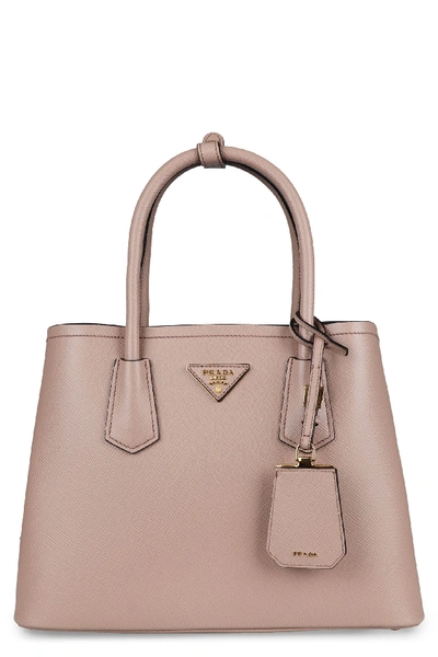 Prada Double Saffiano Leather Bag In Pale Pink