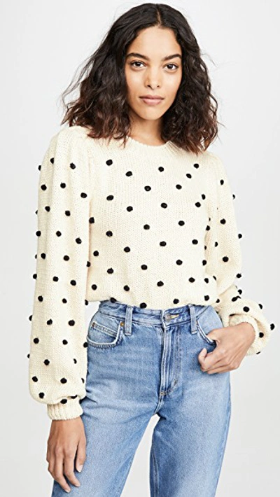 Astr Aidy Sweater In Cream Black Dot