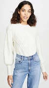 FRAME PATCHWORK CABLE CREW SWEATER