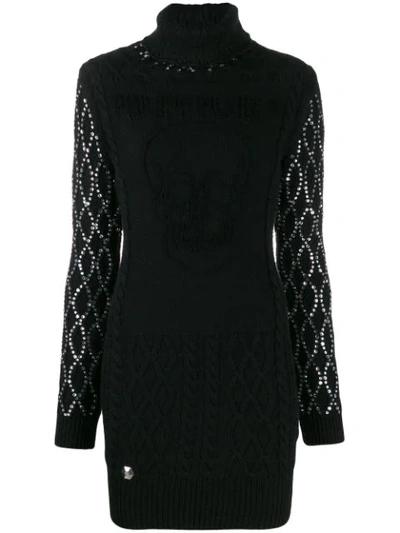 PHILIPP PLEIN EMBELLISHED SLEEVES KNITTED DRESS 