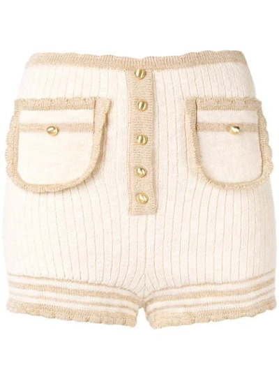 Alice Mccall Heaven Help Ribbed Knit Shorts In White