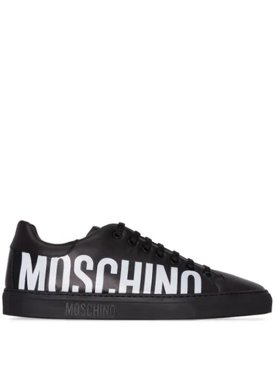 Moschino Man Sneakers Black Size 9 Calfskin In Multi