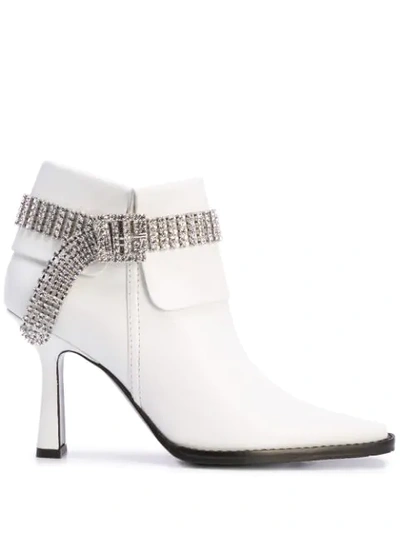 Sies Marjan Niki Embellished Leather Ankle Boots In Silver