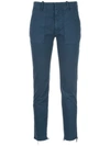 Nili Lotan Jenna Cropped Frayed Cotton-blend Twill Slim-leg Pants In Blue