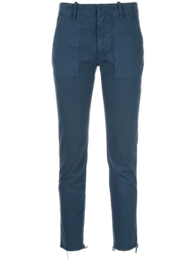 Nili Lotan Plain Slim Cropped Trousers In Vintage Blue
