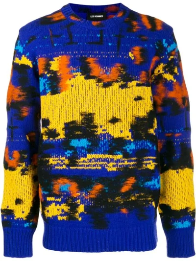 Les Hommes Multicoloured Knit Jumper In Blue