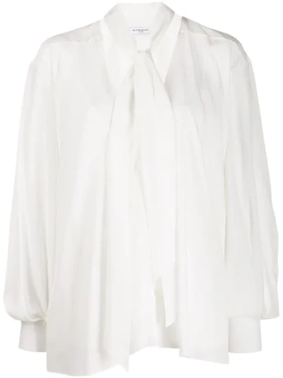 Givenchy Pussycat Bow Long-sleeved Blouse In White