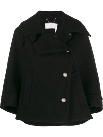 Chloé Flared Coat In Black