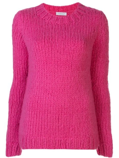 Gabriela Hearst Crew-neck Chunky Knit Sweater In Pink
