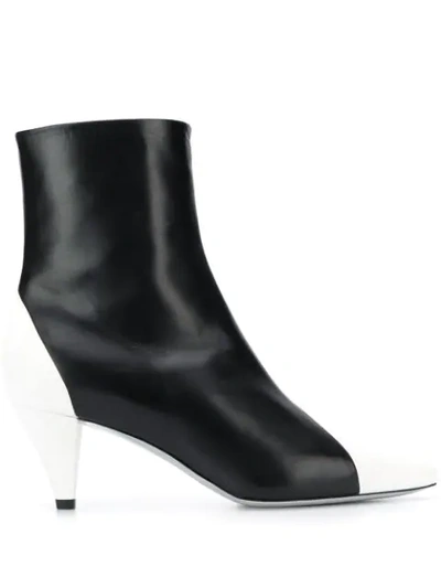 Givenchy High Heels Ankle Boots In Black Leather In Black White