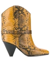 Isabel Marant Deane Snake-effect Leather Ankle Boots In Yellow