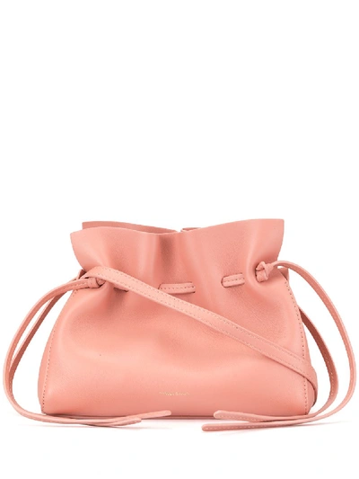 Mansur Gavriel Mini Lambskin Leather Drawstring Bag In Coral/coral