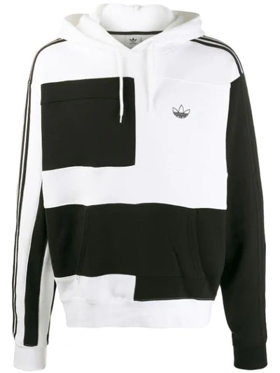 Adidas Originals Colour-block Print Hoodie In White