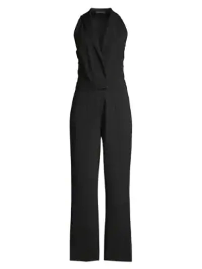 Josie Natori Sleeveless Crepe Jumpsuit In Black