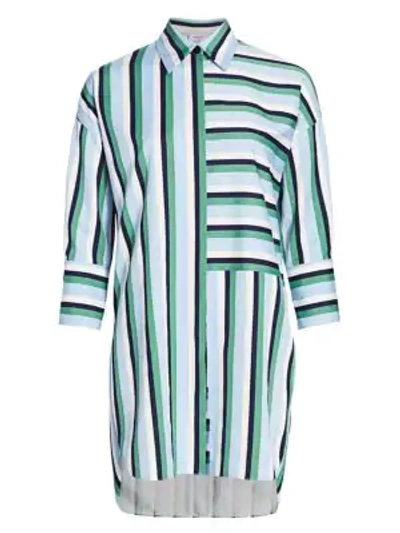 Akris Punto Women's Multicolor Patchwork Stripe Tunic Blouse In Cream Sky