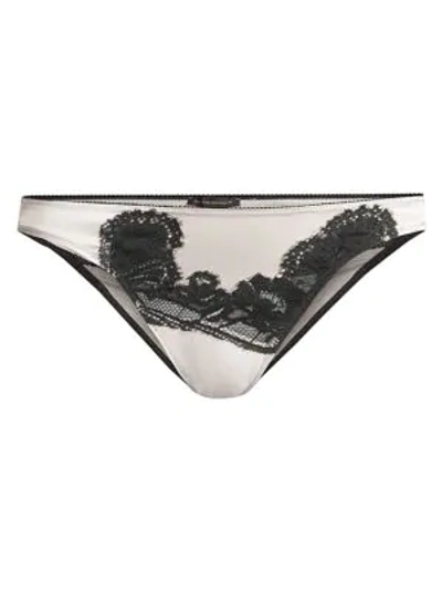 Kiki De Montparnasse Women's Lace-trim Silk Satin Briefs In Whisp Black