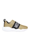 MOSCHINO TEDDY SNEAKERS IN GLITTER GOLD COLOR,11080205